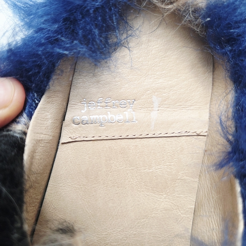 Jeffrey Campbell Rlxathome Faux Fur Mule Slide Slipper Beige Blue Combo - Picture 7 of 7